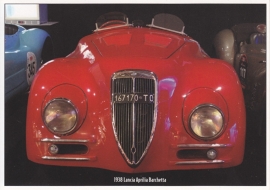 Lancia Aprilia Barchetta 1938, modern card, issued by PreWarCar webmagazine