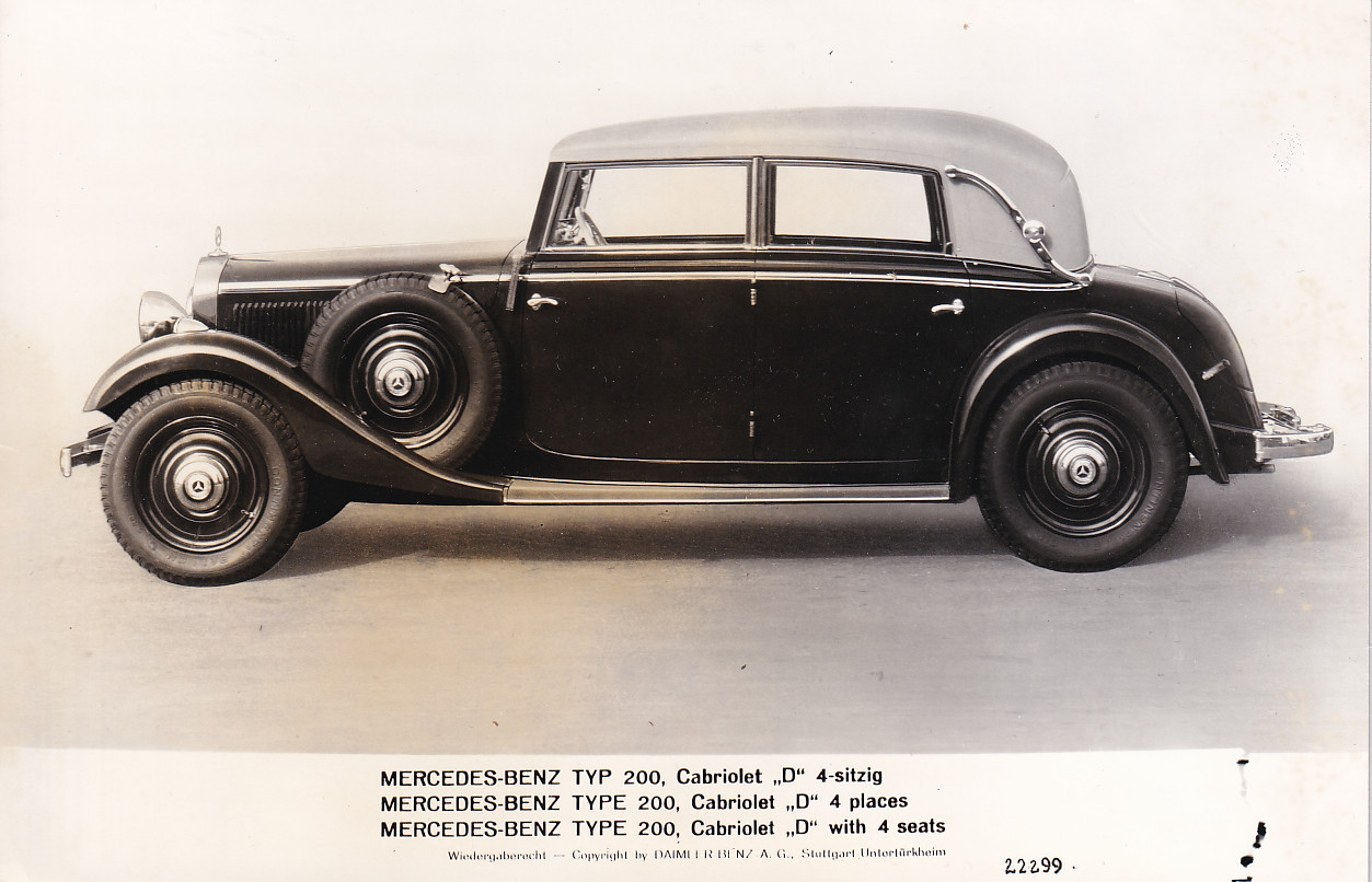 Mercedes-Benz typ 200 Cabriolet D 4-seater, press photo, Germany,  mid 1930s, # 22299