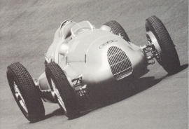 Auto Union Type D 1938, recent A6-postcard, issued by Audi factory museum, German