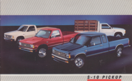 S-10 Pick-up 4 models,  US postcard, large size, 19 x 11,75 cm, 1988