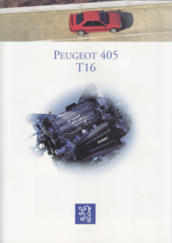 405  T16 Sedan brochure, 6 + 4 pages, A4-size, 1993, French language (Belgium)