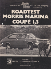 Marina Coupé 1.3 roadtest reprint, 8 pages, A4-size, 03/1972, Dutch language