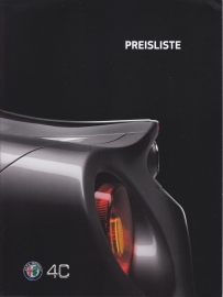 4C Coupe & Spider pricelist brochure, 8 pages, 04/2016, German language