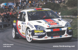 Focus RallyeSport driver Sainz & Moya postcard, UK issue, English language