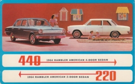 American 220 2-Door/440 4-Door Sedans, US postcard, standard size, 1964, # AM-64-3056C