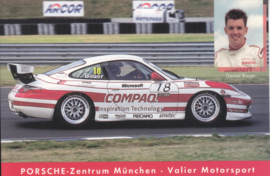 911 Carrera Cup with driver Daniel Bauer,  A6 postcard, about 2002,  German language