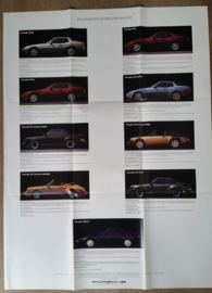 Porsche program fold-out brochure, 18 pages, 8/1986, German language