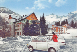 Fiat 500 in mountains, DIN A6-size, unused, Dutch issue, 2008