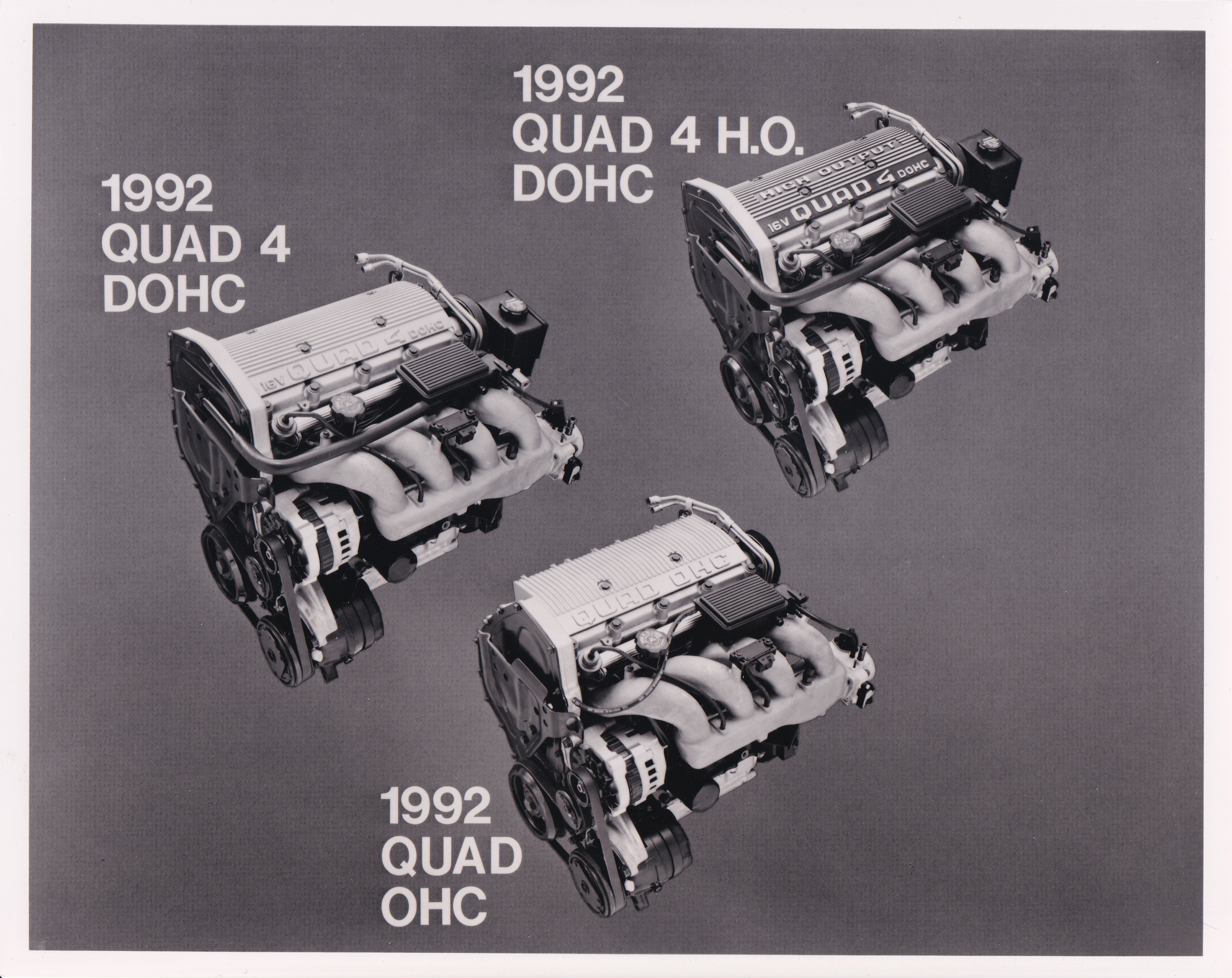 Oldsmobile 3 different Quad engines - large press photo - USA - 1992