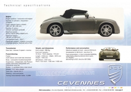 Cevennes Techn. Specifications and Equipment, large sheet, about 2010, English language