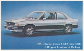 Citation 2-Door Club Coupe X-11,  US postcard, standard size, 1980