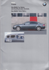 BMW 760i/760Li Sedan 12 Cylinder press kit with photo's, CD-Rom & text sheets, Germany, 11/2002