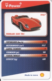 Ferrari 500 TRC 1957 collector card, small size,  Shell V-Power issue, 2007 (# 10 of 24)