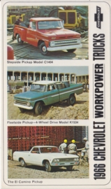 Chevy Workpower pick-up trucks, US postcard, standard size, 1966, vertical