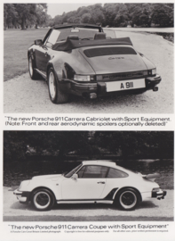 911 Carrera Coupé & Cabriolet, press photo, UK, 1986