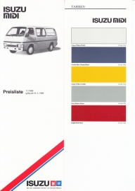Midi Van brochure, 12 pages + specs. + pricelist + colours, German language, 1989