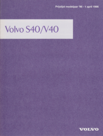 S40/V40 pricelist folder, 8 pages, 4/1996, Dutch language