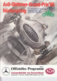 AvD Oldtimer Grand Prix programme,  A4-size, 44 pages, 15-17 August 1986, German language