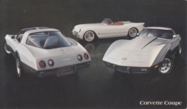 Corvette with old model, US postcard, standard size, 1978