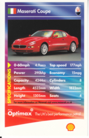 Maserati Coupe collector card, small size,  Shell Optimax issue, 2002, UK