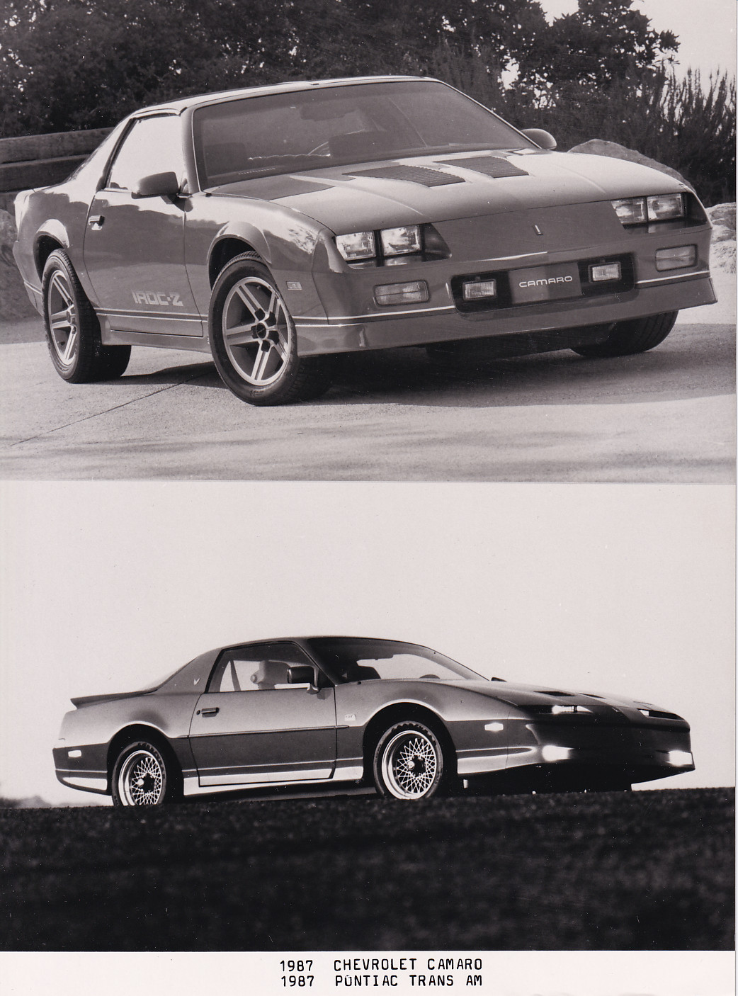 Chevrolet Camaro & Pontiac Trans Am, press photo, USA, 1987