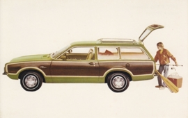 Pinto Squire Station Wagon, US postcard, standard size, 1973