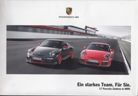 Program NRW 17 dealerships fold-out brochure with 911 GT2 RS poster, 32 pages, 2010, German