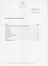 Mercedes-Benz press kit with photo's & text sheets, Amsterdam, 1/2001