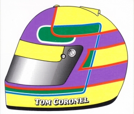 Tom Coronel helmet, sticker, 10 x 8,5 cm