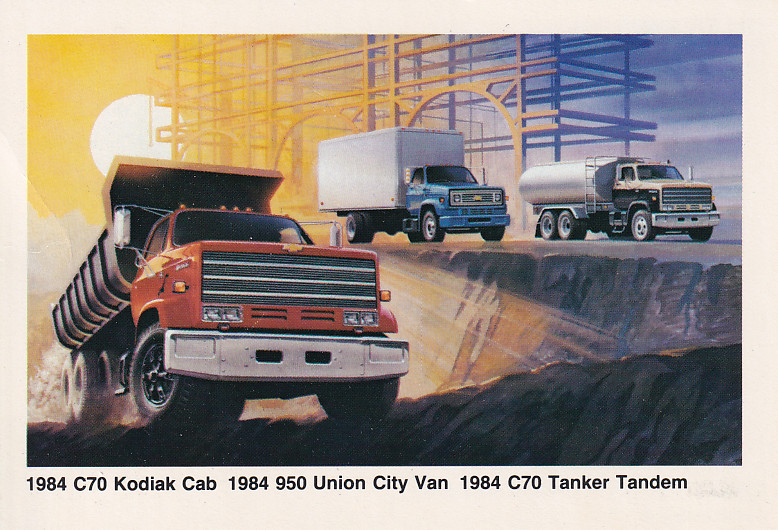 Heavy trucks,  US postcard, standard size, 1984