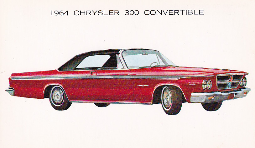 300 Convertible, US postcard, standard size, 1964