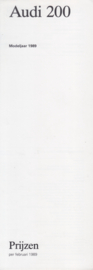 200 & 200 quattro pricelist folder, 4 pages, 02/1989, Dutch language