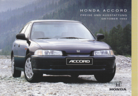 Accord pricelist brochure, 4 pages, A5-size, 10/1992, German language
