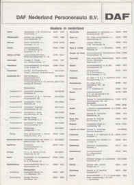 Daf Dealer list for the Netherlands, folder, 4 pages, 04/73, Dutch language