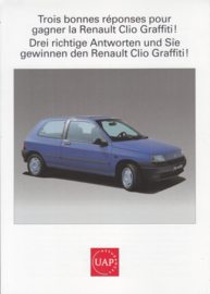 Clio Graffiti contest UAP folder, 4 pages, 1993, A5-size, Swiss language