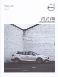 V40 Cross Country Editions pricelist brochure, 16 pages, MY19, 2018, Dutch language