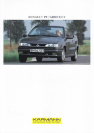 Renault 19 Cabriolet by Karmann brochure, 2 pages, about 1995, 3 languages