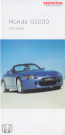 S2000 pricelist folder, 4 pages, 1/3rd A4-size, Germany, 01/2004