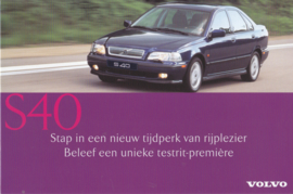 S40 Sedan intro folder, 4 pages, 3/1996, Dutch language, Belgium