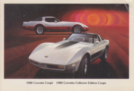 Corvette Coupe 2 models,  US postcard, standard size, 1982