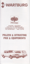 Wartburg 353  Berline & Tourist, price list folder, Belgium, 1984
