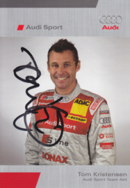 R8 racing driver Tom Kristensen, signed postcard 2005 season, German language