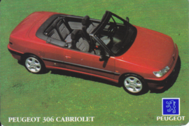 Peugeot 306 Cabriolet calendar card, year 1994, plastic, credit-card size