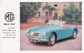MG A 1600 Convertible, standard size postcard, UK, early 1960s