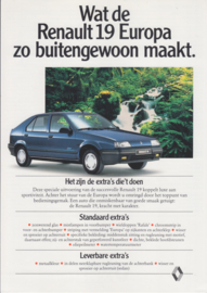 19 Hatchback Europa leaflet, 2 pages, c1992, Dutch language