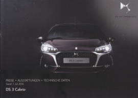 DS 3 Cabrio prices & specifications brochure, 24 pages, 07/2016, German language