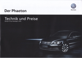 Phaeton Technique & Prices brochure, 20 pages, 07/2015, German language