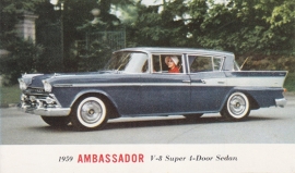Ambassador V8 Super 4-Door Sedan, US postcard, standard size, 1959, # AM-59-7019H