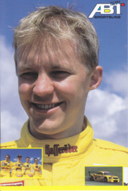 TT with racing driver Matthias Ekström, unsigned postcard 2001 season, German language
