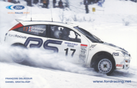 Focus RallyeSport driver Delecour & Grataloup postcard, UK issue, English language